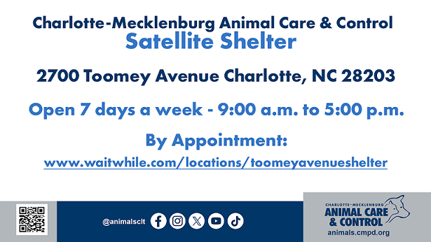 satellite shelter at 2700 toomey ave, charlotte 28203. appointment only