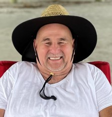 picture of Jimmy Dale Mcwhirter wearing a white tea shirt and a hat