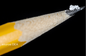 a lethal dose of fentanyl placed on the tip of a pencil