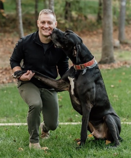 dr josh fisher with his great dane