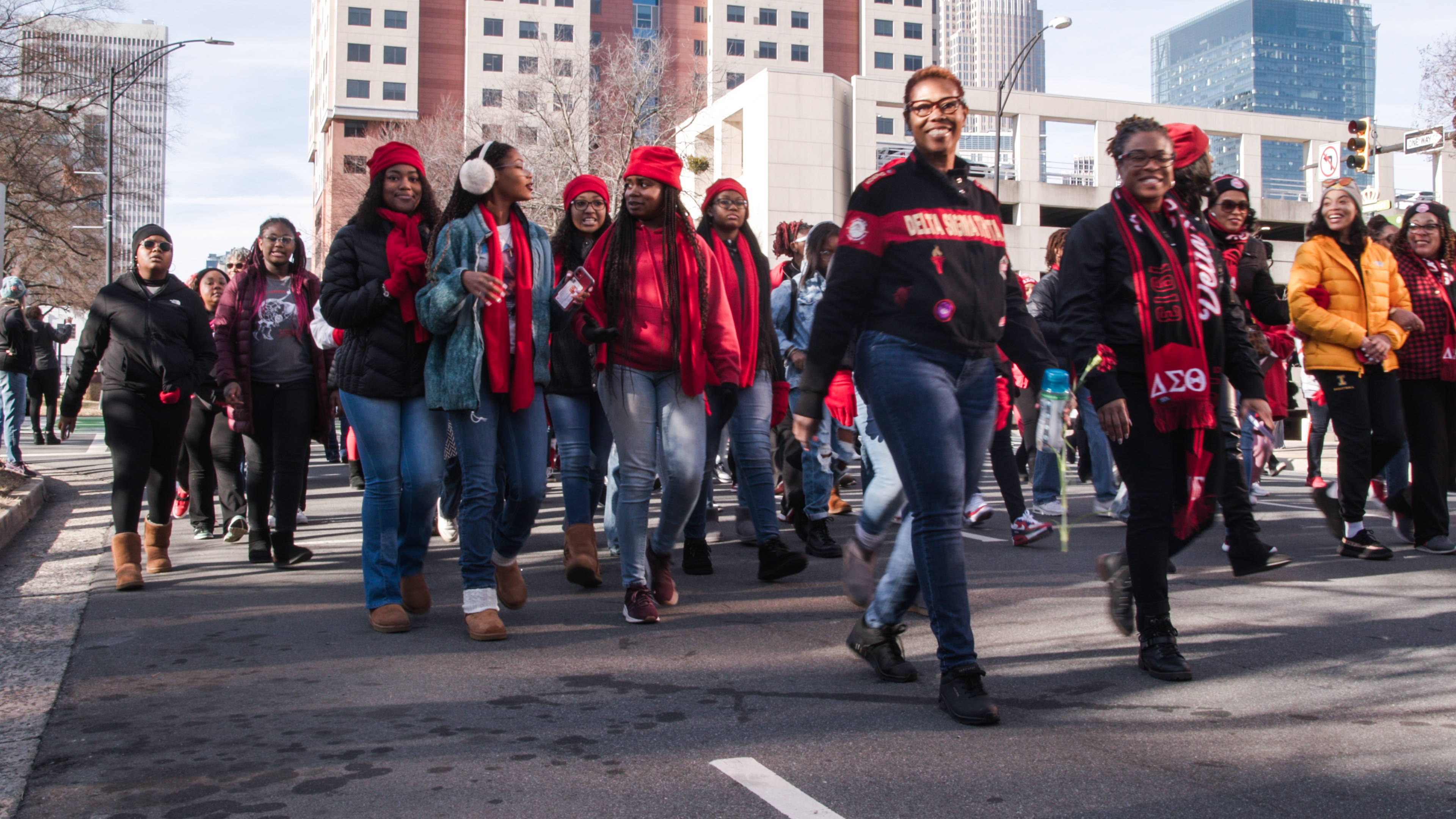 Delta Sigma Theta sorority marches in Charlotte's MLK parade.