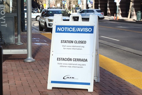 CATS sign at station that reads Station Closed