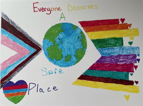 Safe place artwork that says Everyone deserves a safe place