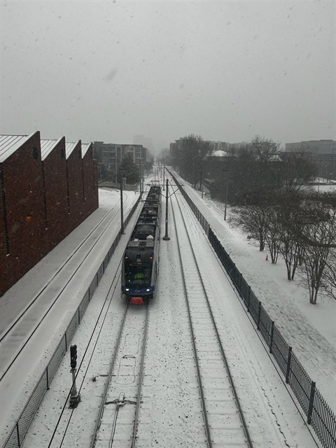 Blue line in the snow