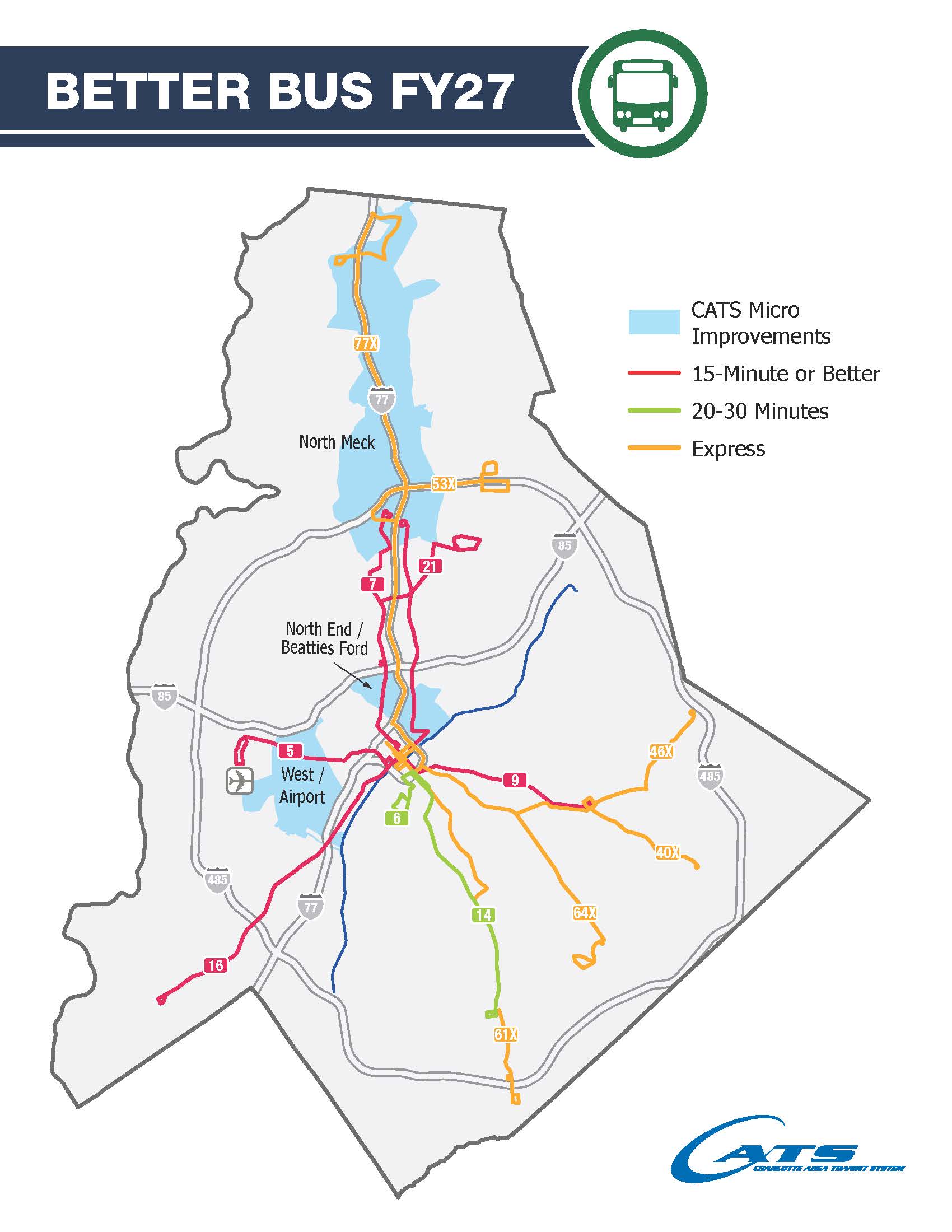 Better Bus system map for fiscal year 2027 with a description below