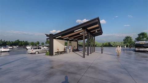 Rendering on Hambright Park and ride shelter
