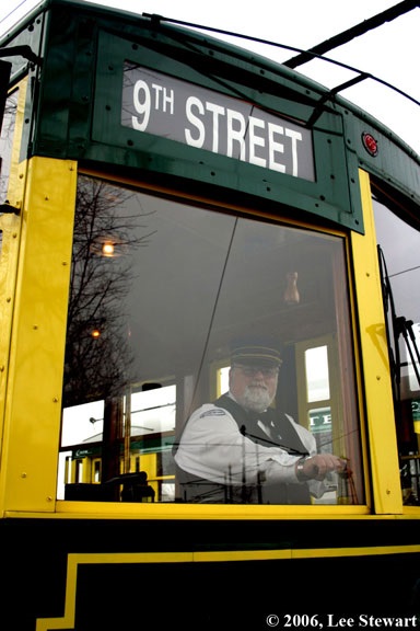 Trolly with 9th street displayed on LED sign 