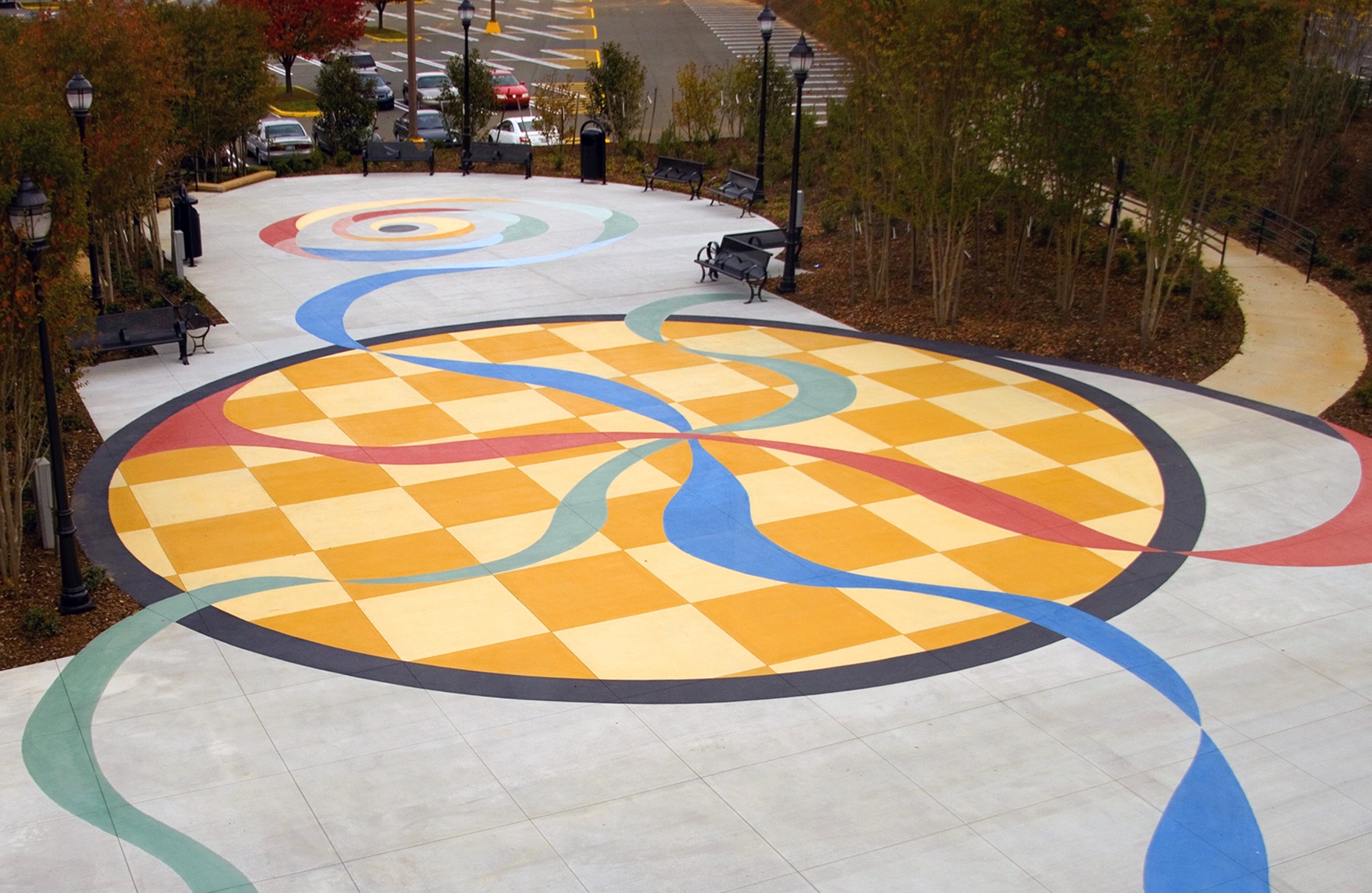 Floor art at the Eastland community transit center