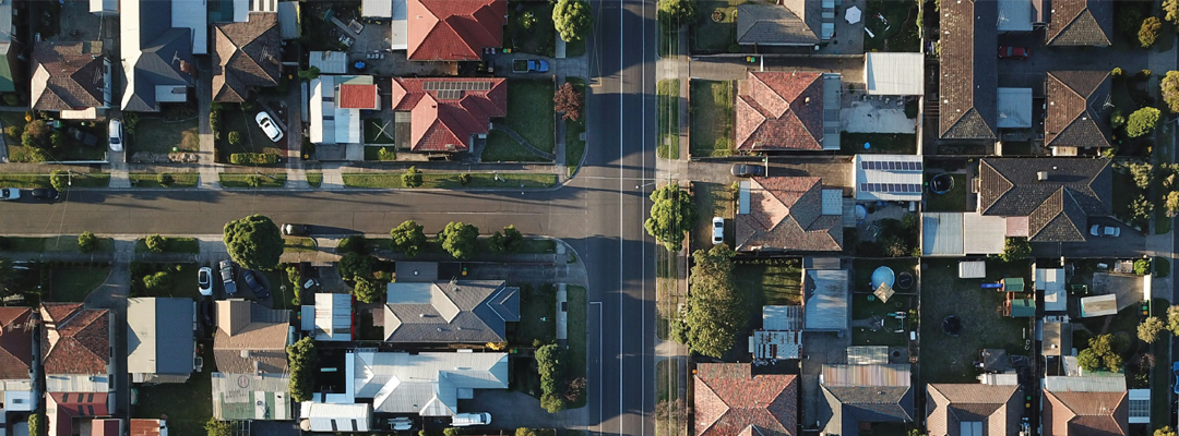 Aerial view of houses
