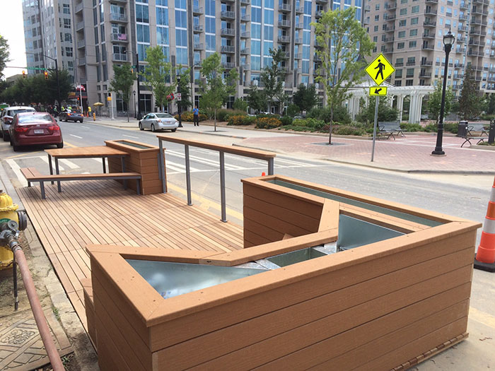 image of a popup plaza in a metropolitan area