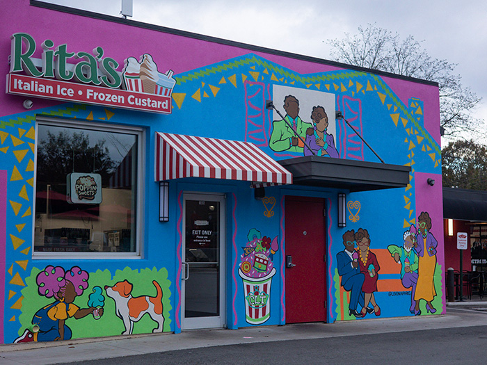 image of mural on outer wall of Ritas Italian ice and frozen custard