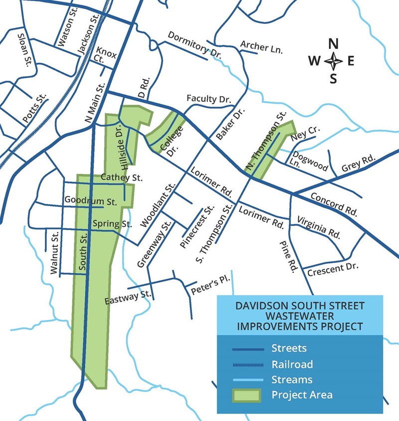 Davidson South Street Wastewater Improvements Project Map