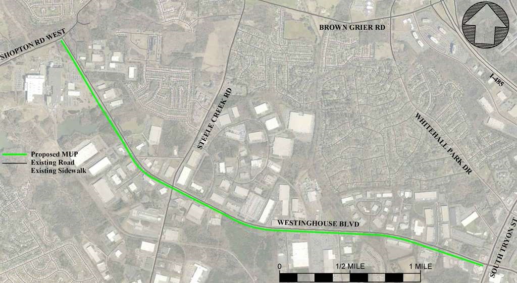 an illustrated map of the project area with a green line depicting the trail