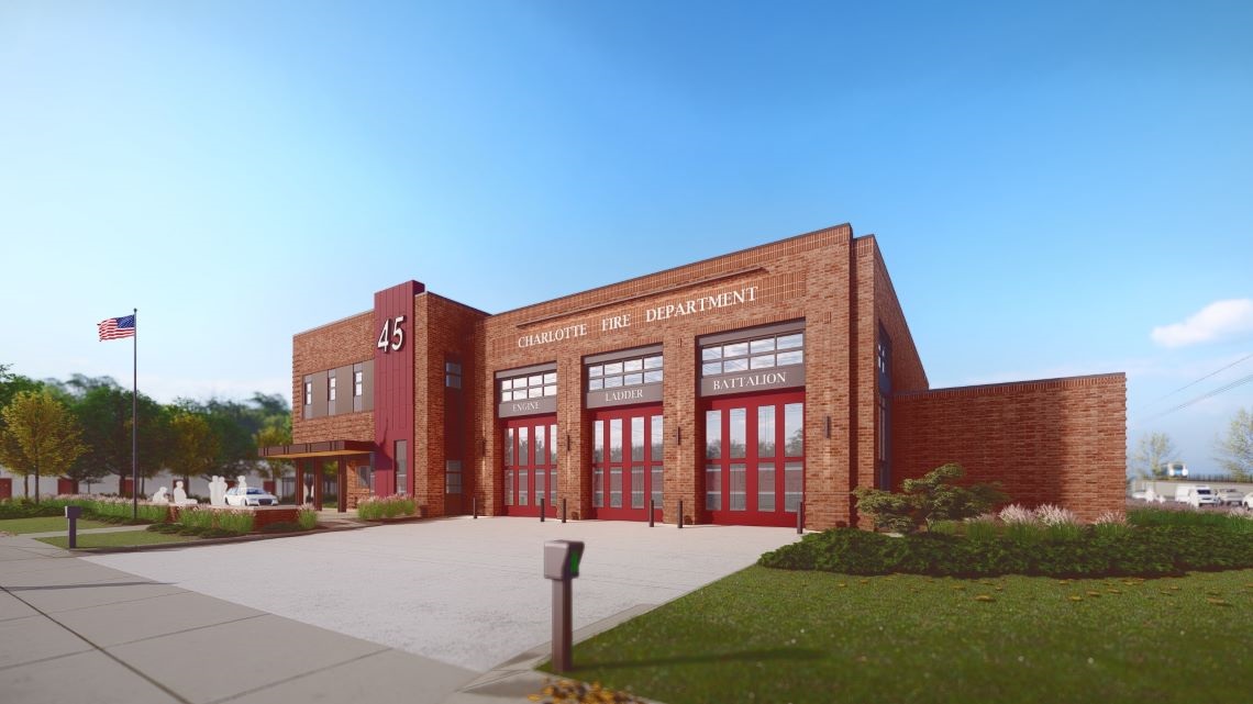 Architectural rendering of Firehouse 45 - View from the street