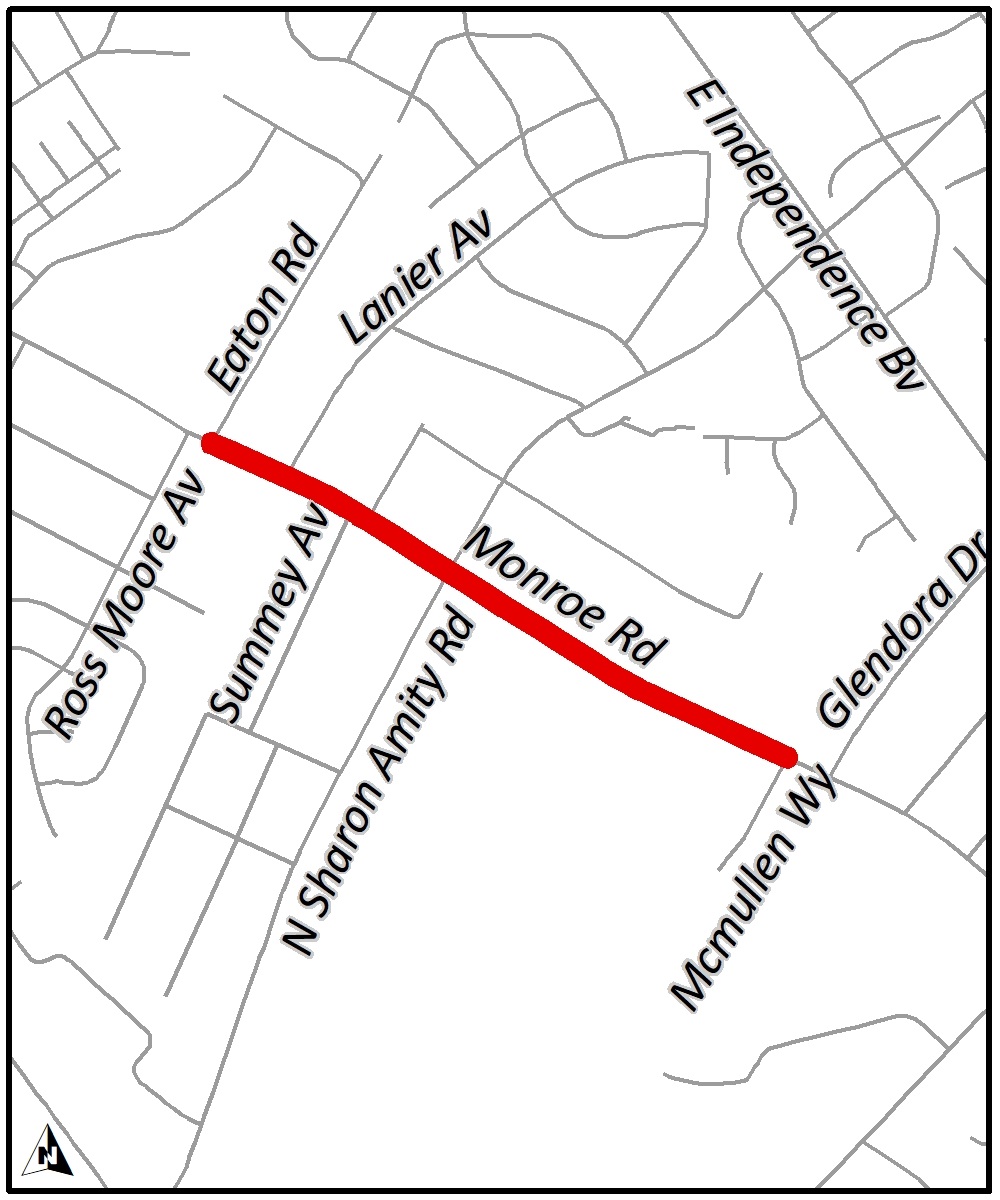 vicinity map of the project depicting the alignment of the path as a red line