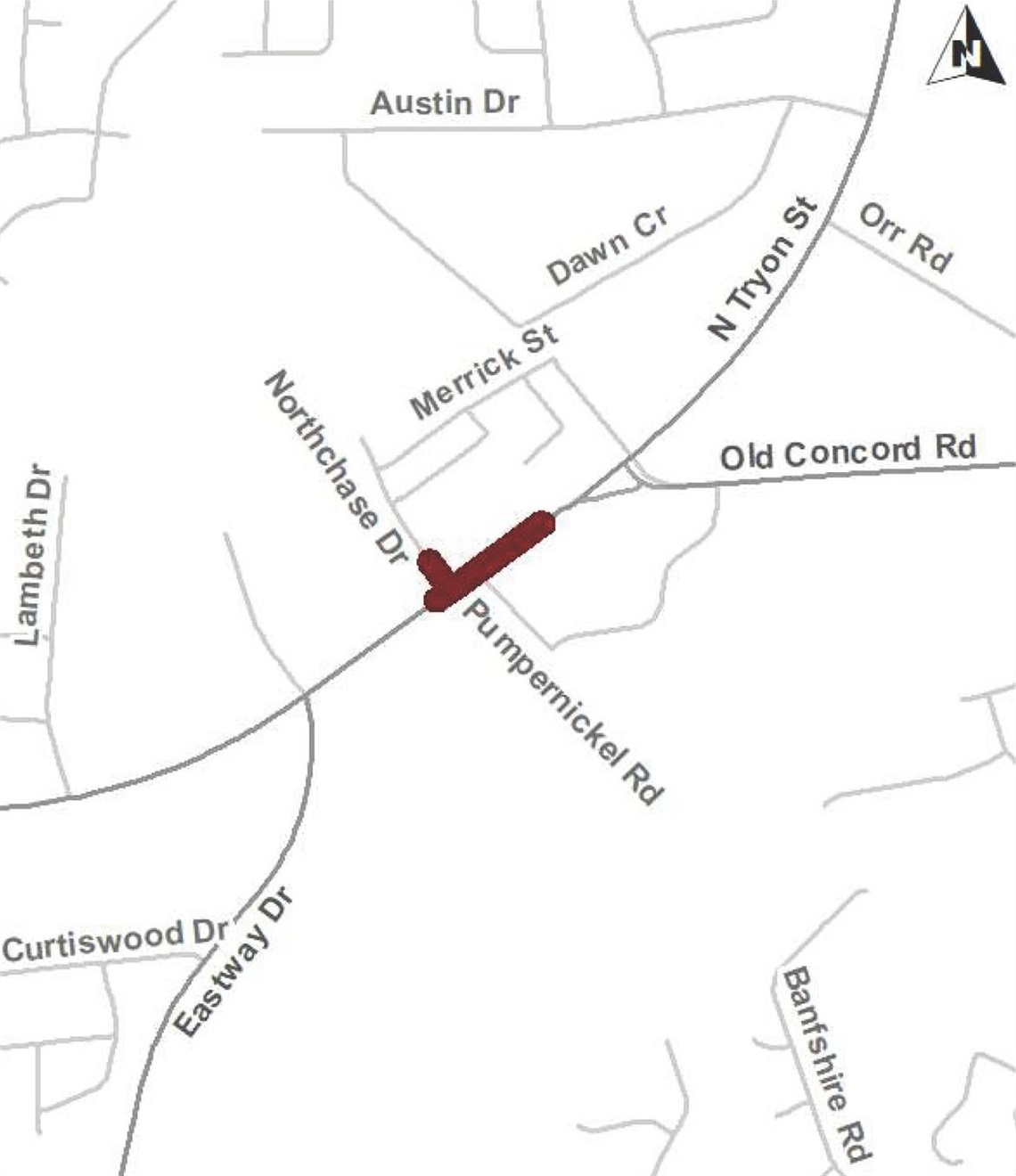 A line drawing map of the project area, with the project location indicated in purple