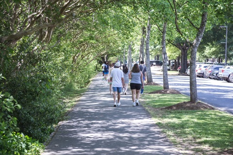 a tree-lined multi-use path at Freedom Park in Charlotte