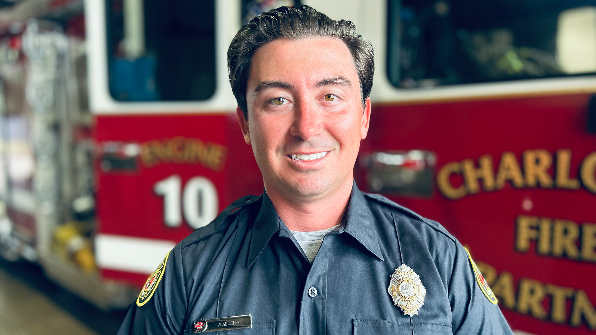 Firefighter II and Lead EMT Austen King, whose calm focus made a lasting impact on Julie during the emergency call.