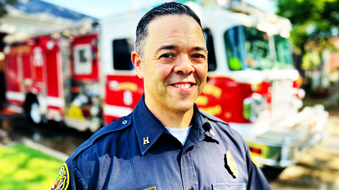 Whether in Class-B or turnout gear, Captain Perez carries the pride of Charlotte Fire wherever he goes.