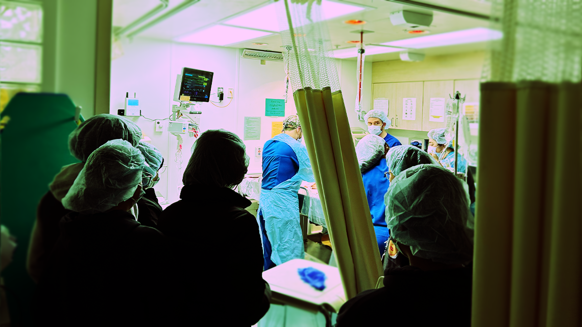 Charlotte Fire Explorers observe from a designated area as medical professionals explain how burn patients are assessed and cared for