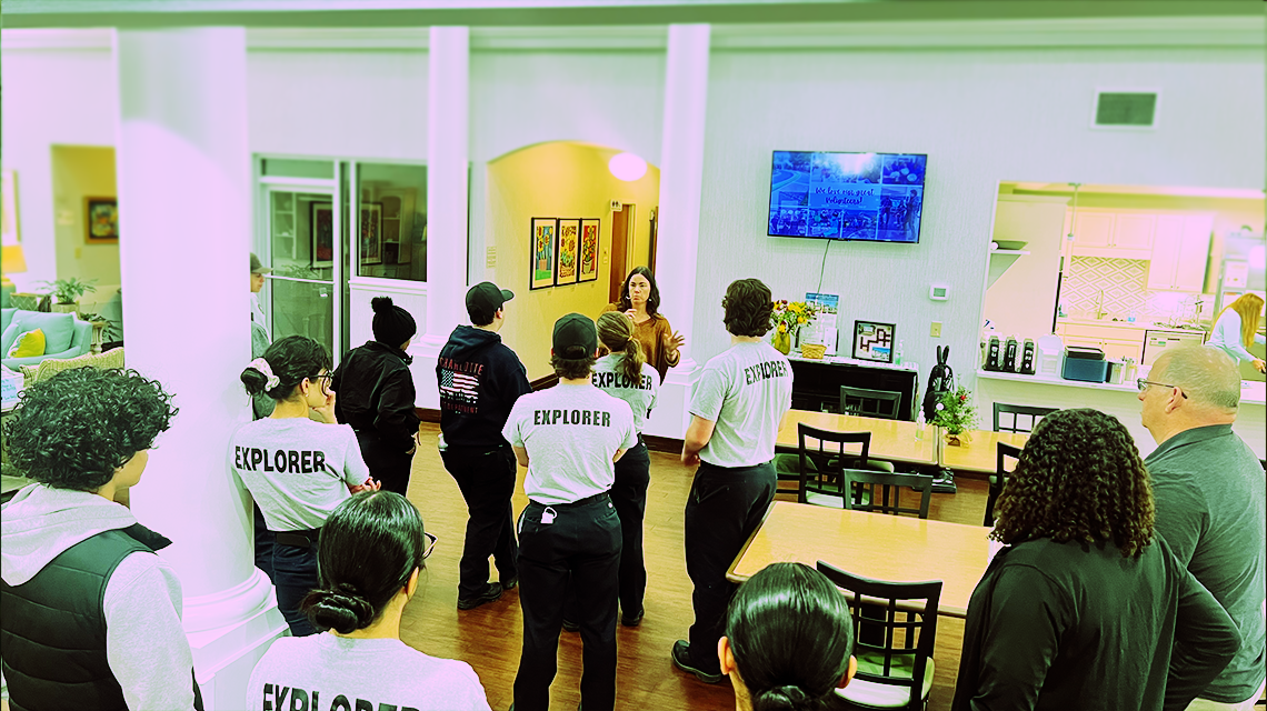 Charlotte Fire Explorers tour the Atrium Health Wake Forest Baptist Burn Center, gaining insight into the specialized care required for burn survivors. 