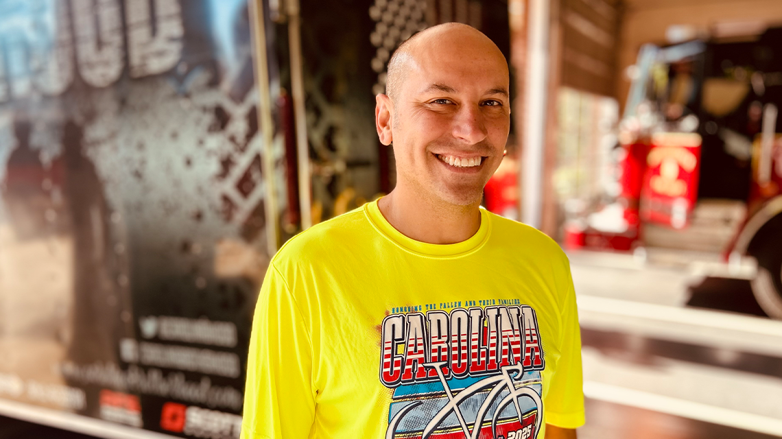 Captain James Squittieri of Charlotte Fire co-founded the Carolina Brotherhood Ride in 2012 after the death of Asheville Fire Captain Jeffrey Bowen. The ride has since grown into a powerful tribute and support system for families. 