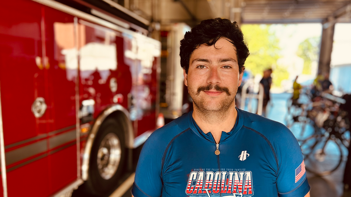Firefighter Griffin Tracy joined Charlotte Fire just two and a half years ago. He says being part of the Carolina Brotherhood Ride is a humbling experience that reminds him of the meaning behind the job.