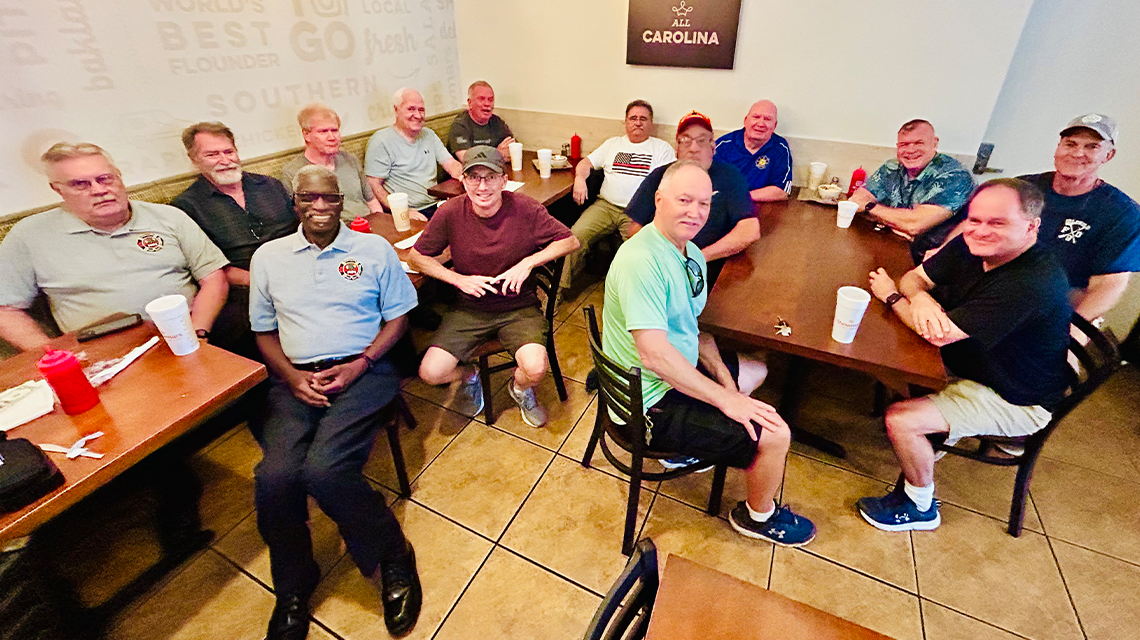 Dozens of retired Charlotte Firefighters gather monthly, proving the brotherhood remains strong long after retirement.