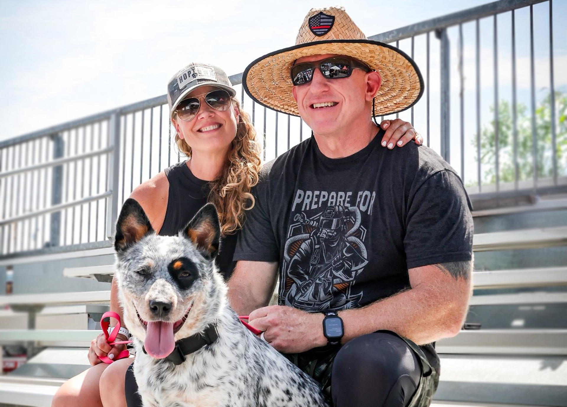 Away from the fireground and challenge course, Bowman relaxes with his wife Lori and their dog Willow.