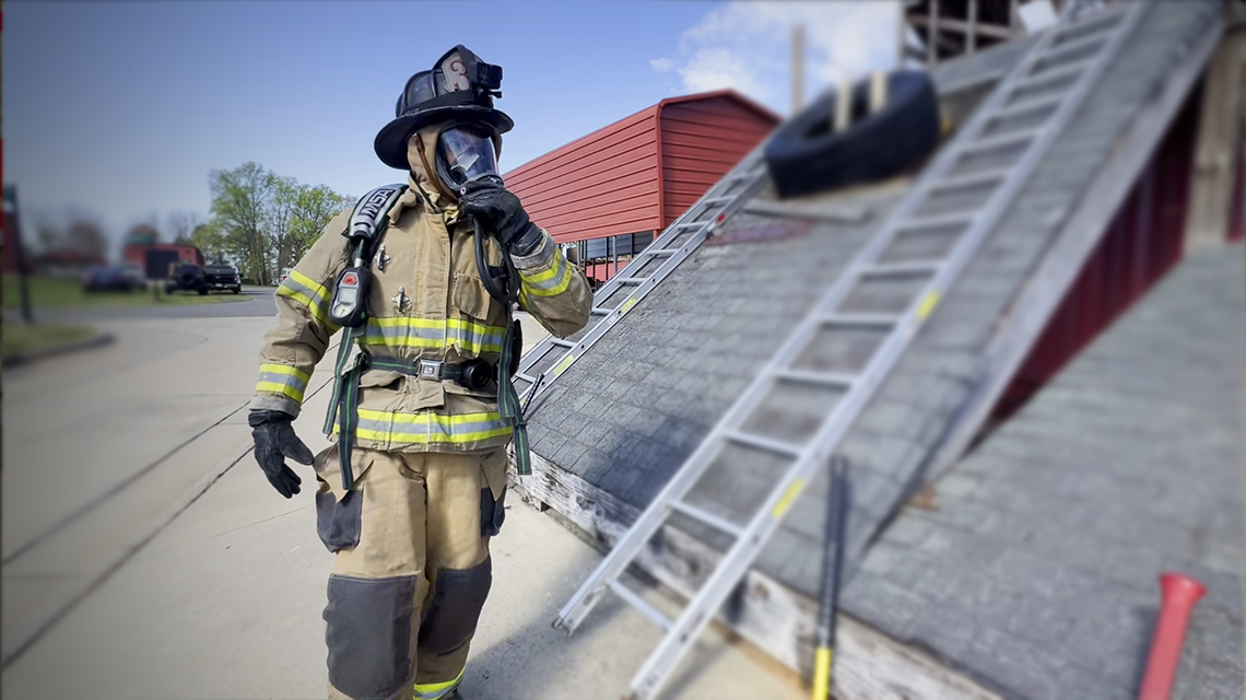 Captain DeFrancisci dons full gear during a technical rescue training scenario. “We train like we’ll use it tomorrow—because we might,” he says.Defrancisci_8.png