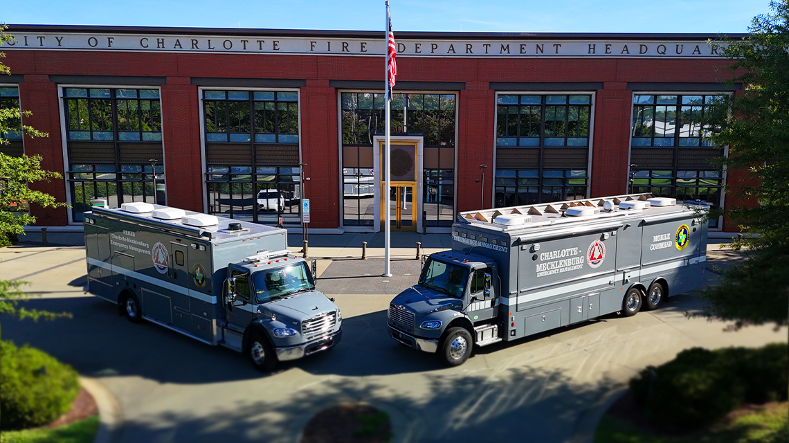 Charlotte-Mecklenburg Emergency Management’s Rehab 1 and Mobile Command Center represent two of the regional resources available to support major incidents