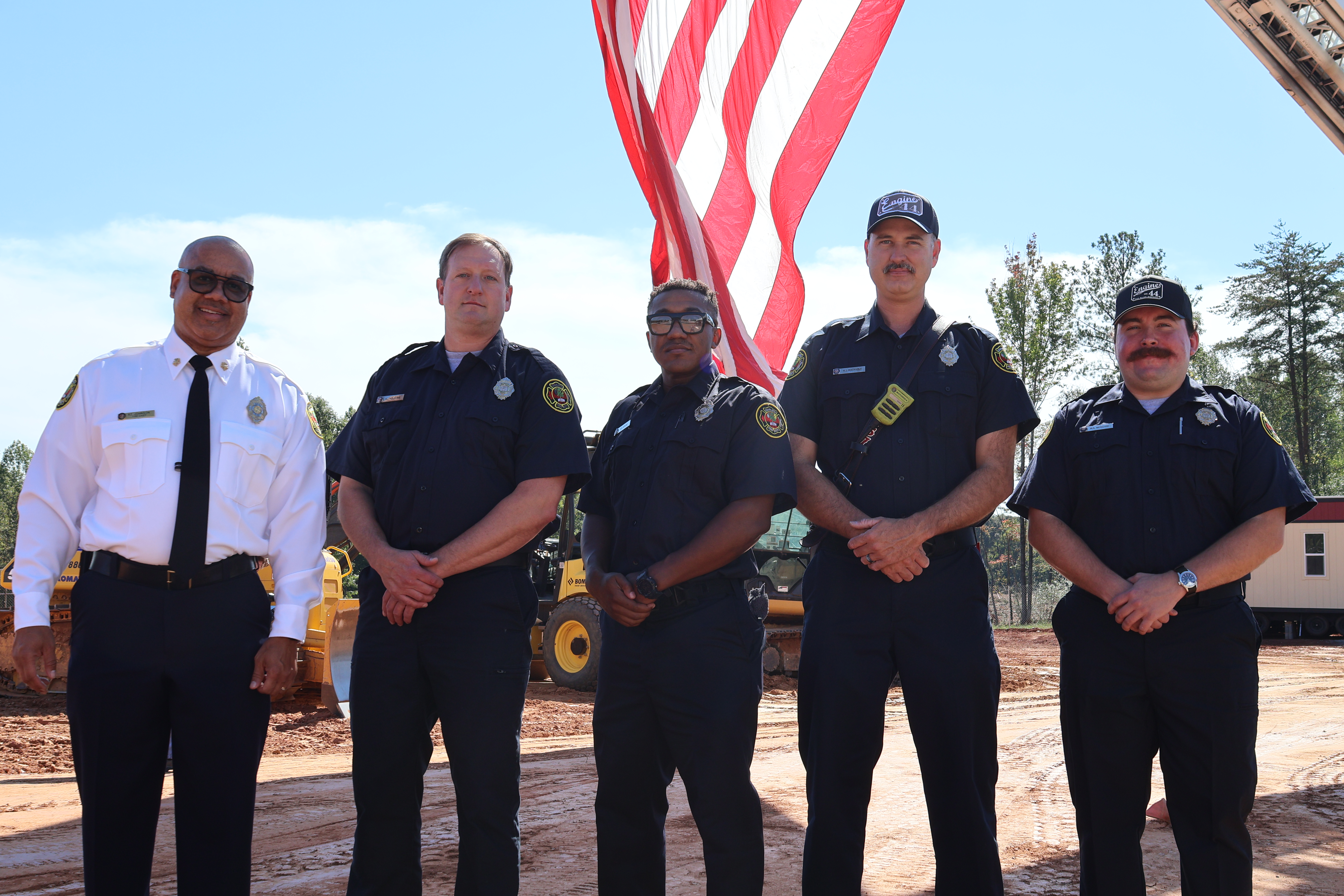 Fire Chief Johnson joins the Firehouse 44 crew at the groundbreaking ceremony.
