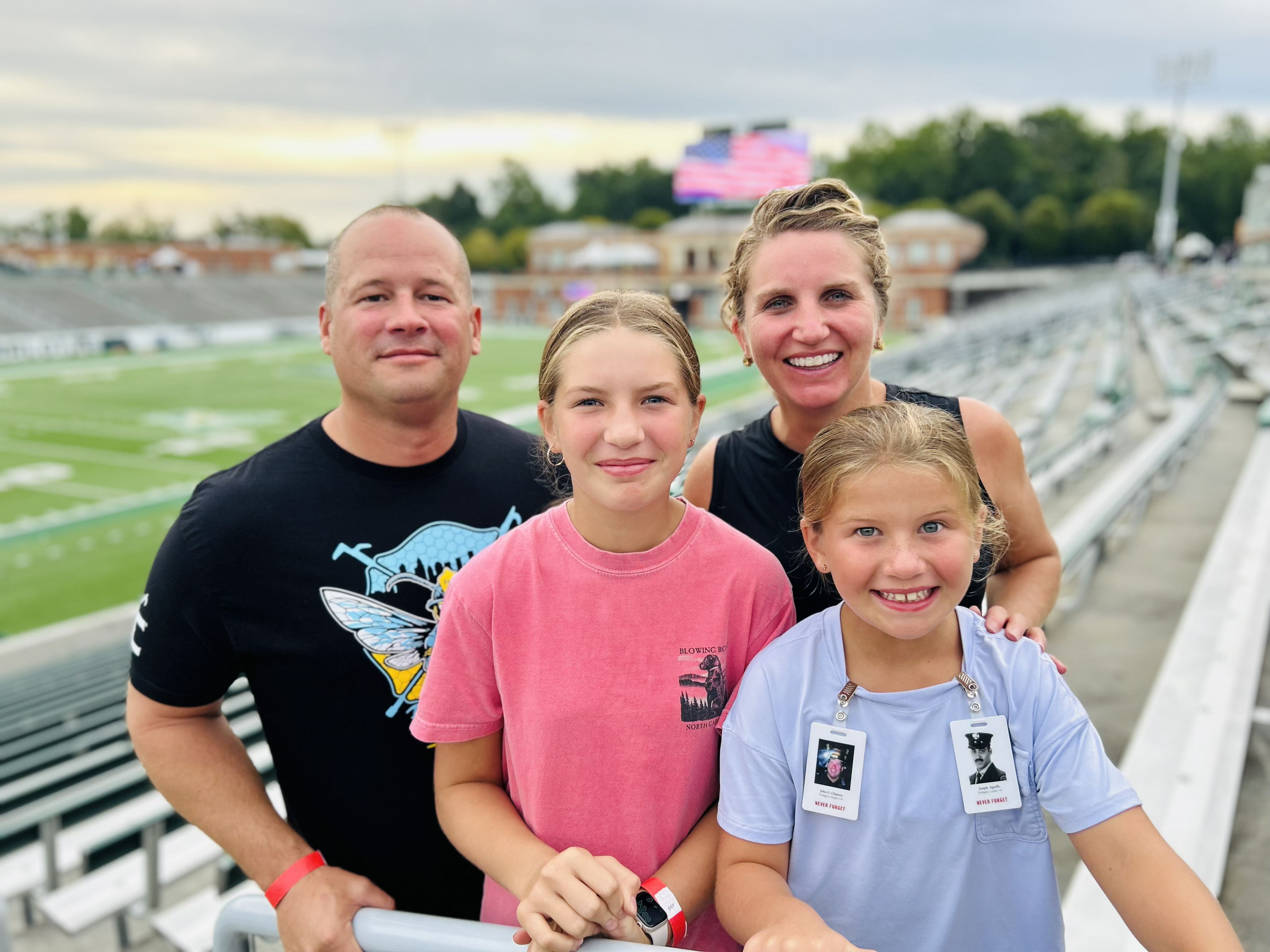 John and Anna-Yates Lipcsak are pictured with daughters Emma-Yates, 14, and Mary-Parks, 11.
