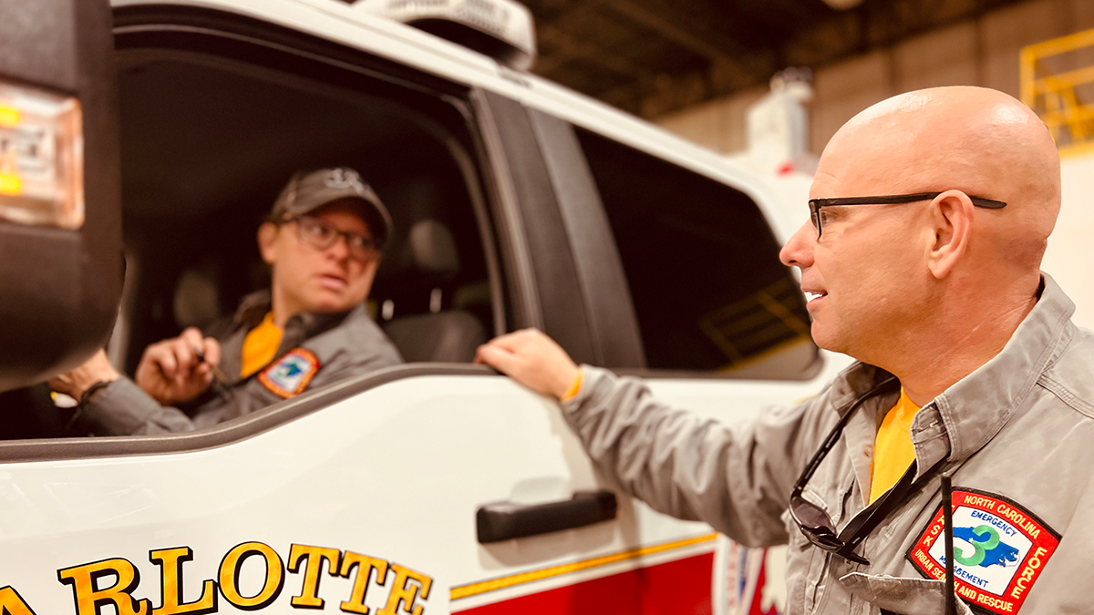 Charlotte Fire Task Force Three members make final preparations and coordinate logistics before departing for Kentucky to assist with flood response efforts. 