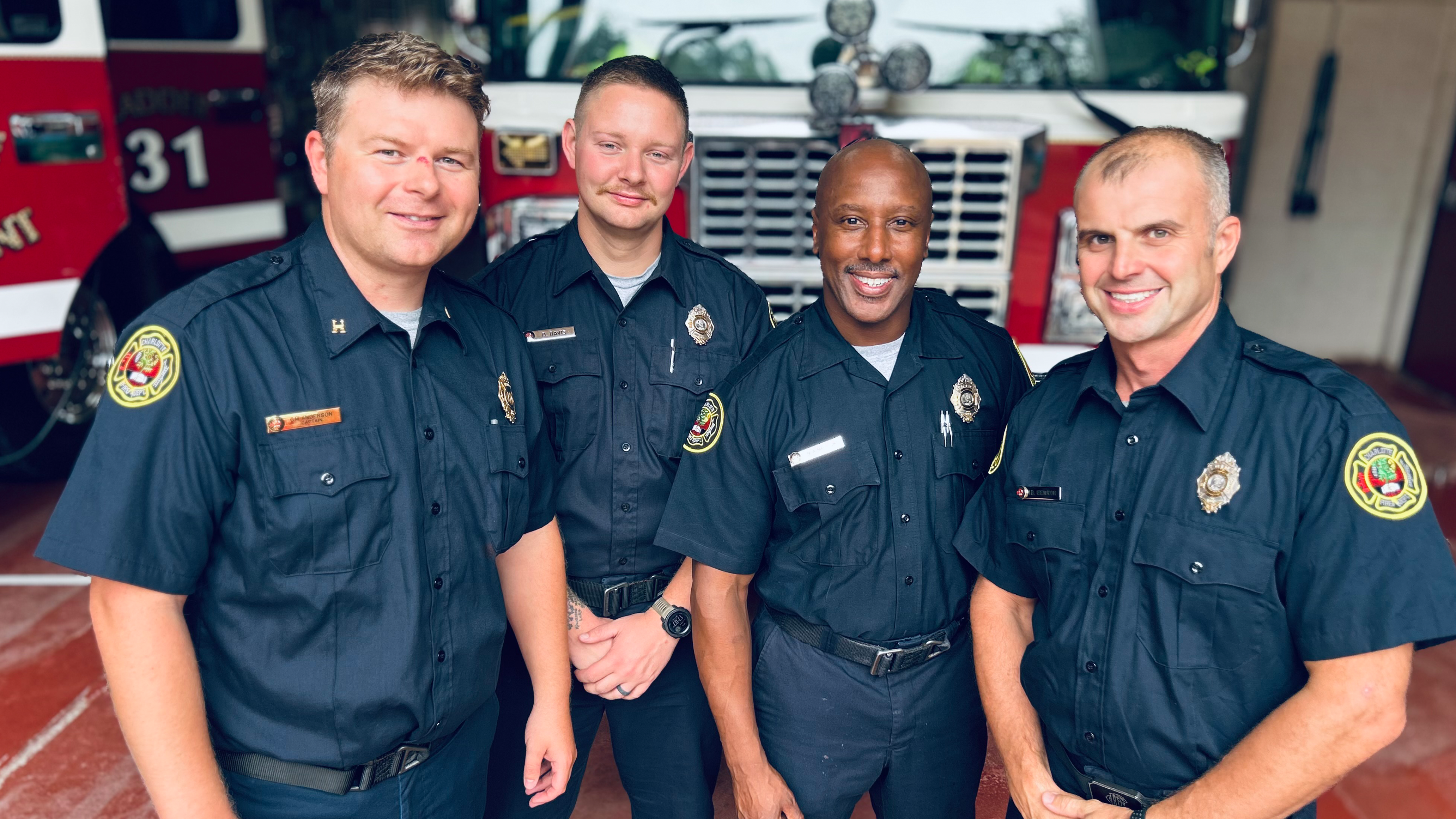 Meylor with his Engine 31 crew, the team he says has his back on the fireground and beyond. 