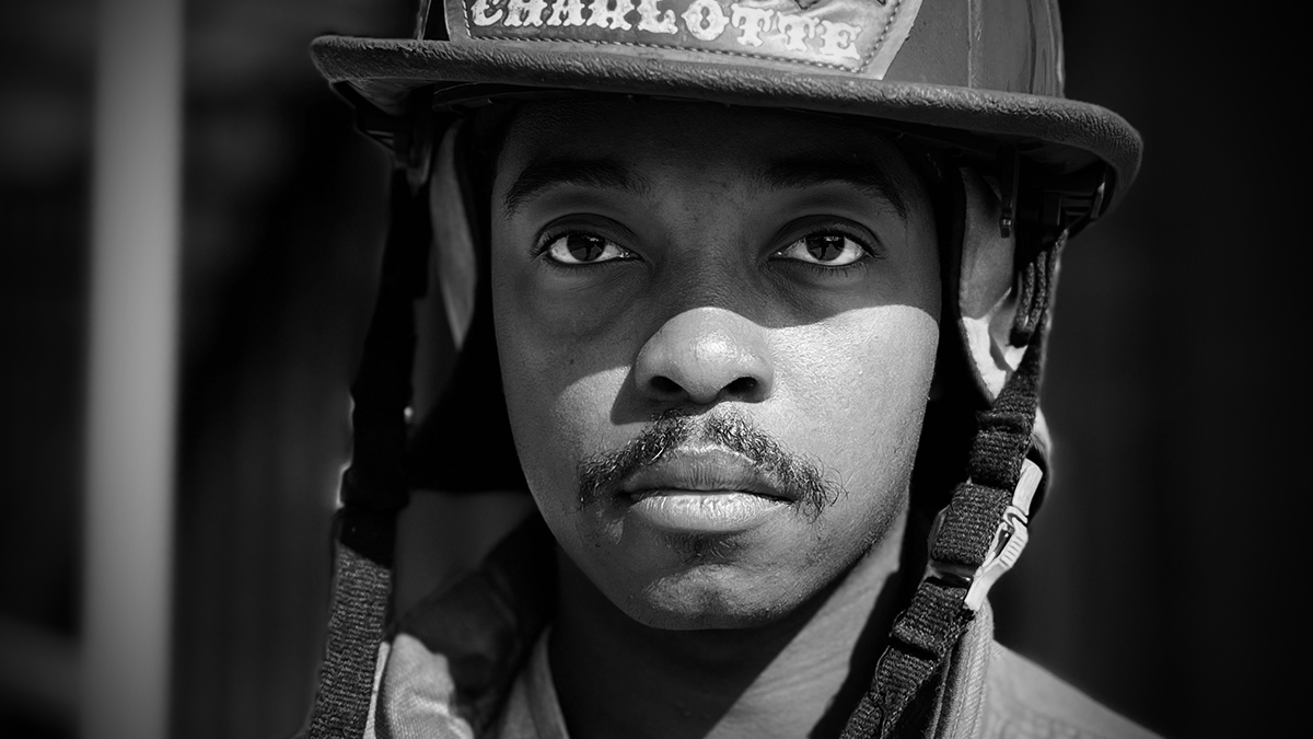 Determined and focused, Nicolas Adade prepares for the next stage of his firefighting journey. 