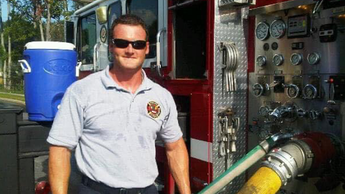 An early career photo of Walker while serving as an engineer on Ladder 27, a reminder of the years before his retirement and cancer diagnosis. 