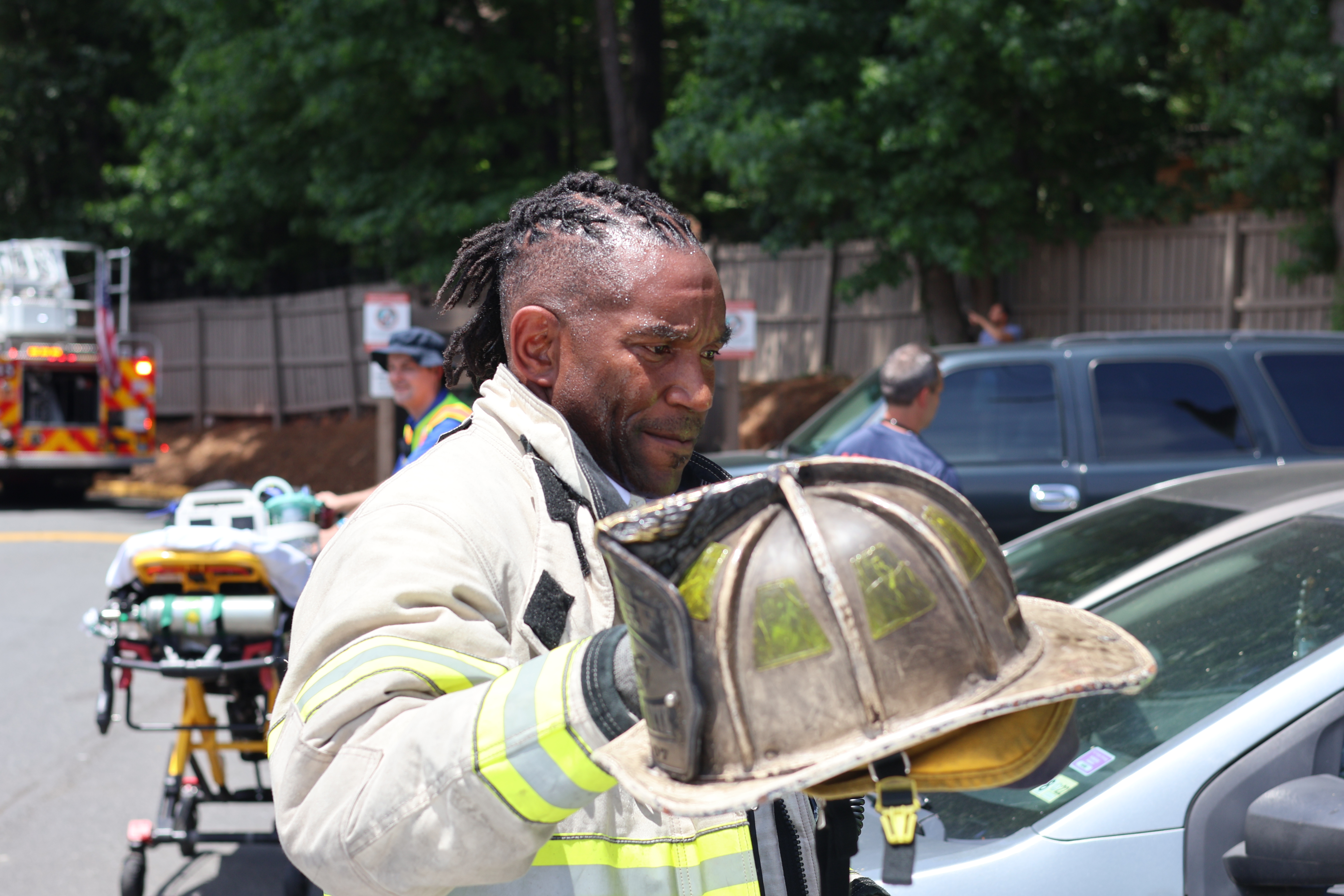Brown works at a fire scene during his years leading Charlotte Fire crews in the field.