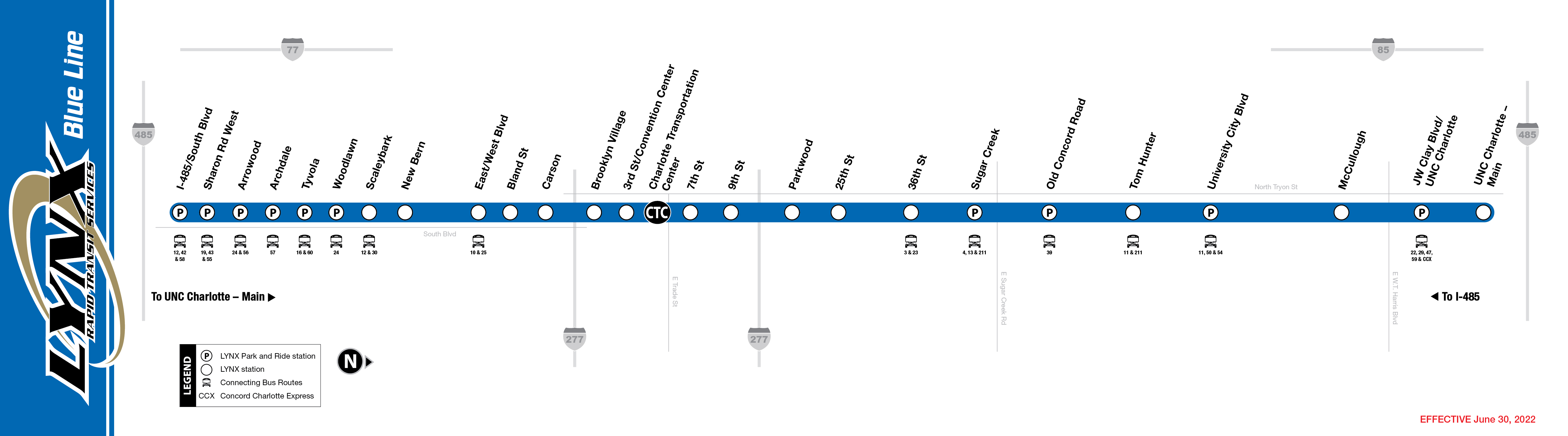 CATS Blue Line light rail map