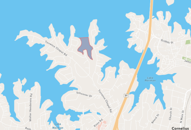Map of HAB on Lake Norman
