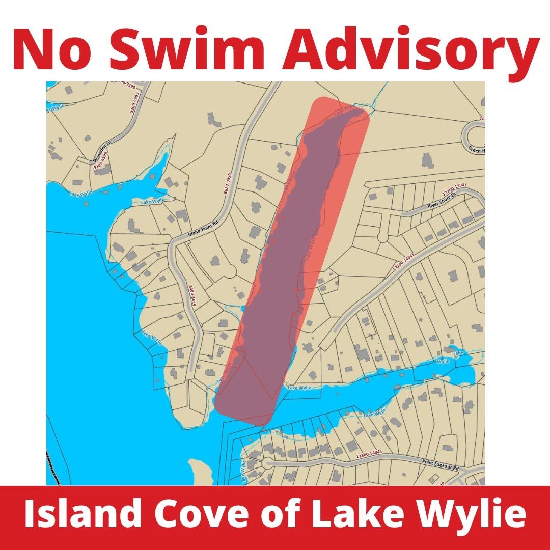 No Swim Advisory on Island Cove of Lake Wylie.