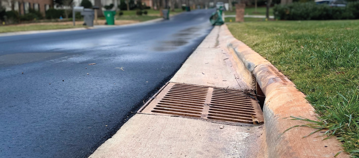 Street view of a storm drain.