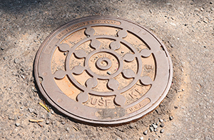 A Manhole in the street.