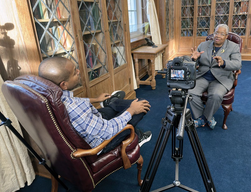 Freeman interviewing Del Hornbuckle, Director of Libraries at Howard University