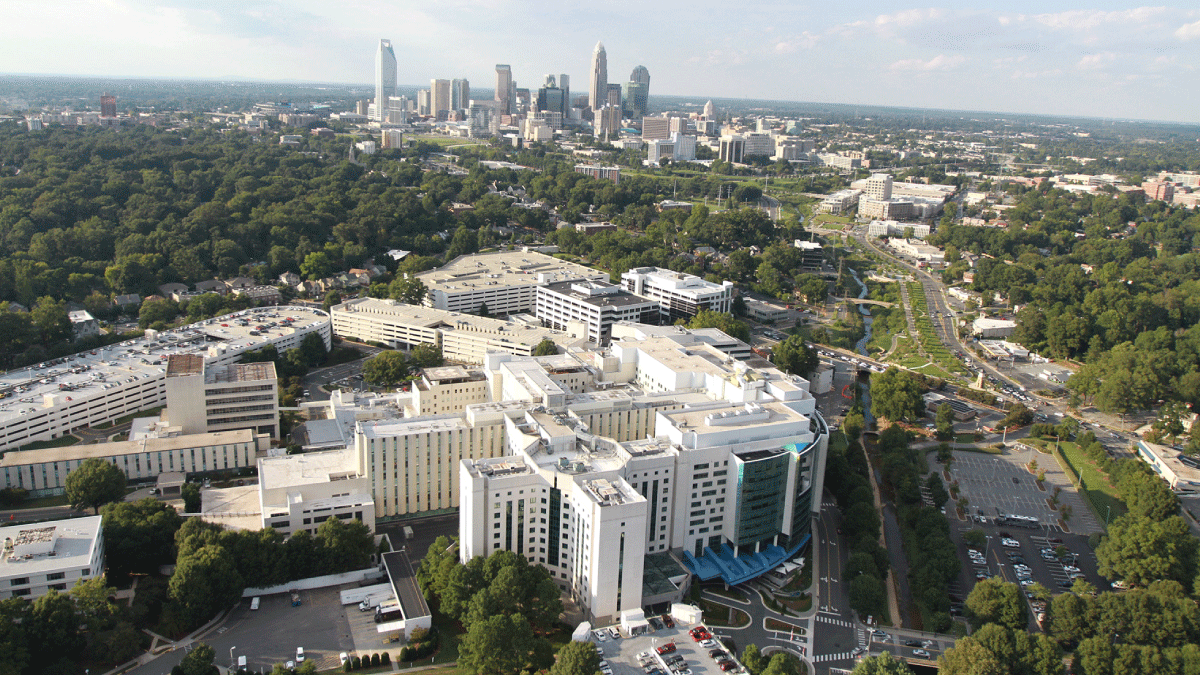 Aerial view of Atrium Health Carolinas Medical Center