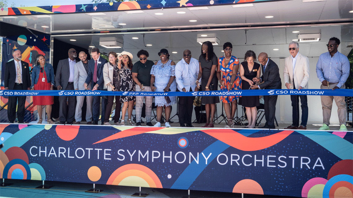 Charlotte Symphony Orchestra mobile stage ribbon cutting