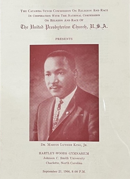 Flyer for King’s 1966 speech at Johnson C. Smith University.
