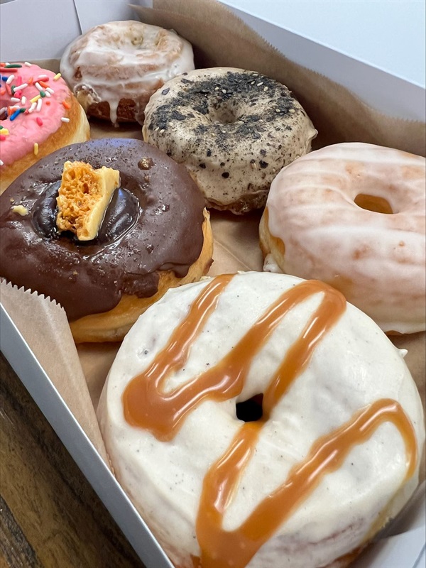 a close-up of some of the sweet treats at Beyond Amazing Donuts