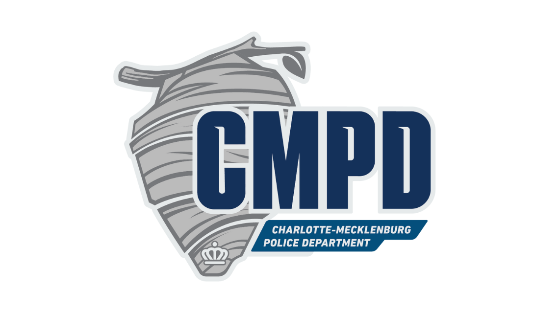 CMPD logo on white background. Logo features a hornet's nest with the City of Charlotte crown at the bottom and the acronymn CMPD in navy blue.