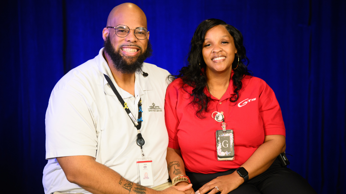 Richard and Lillian Greene smile together during a video interview.